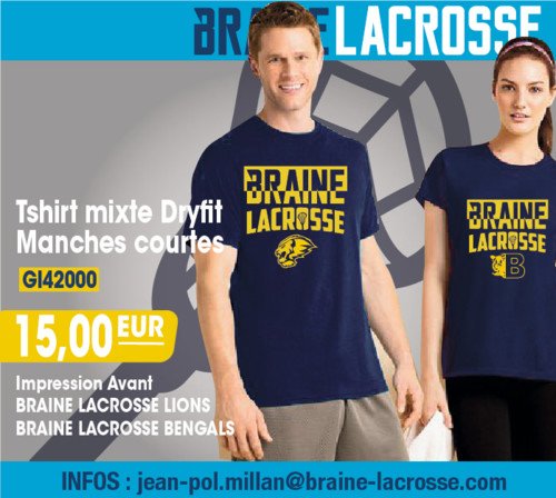 Braine Lacrosse merchandising t-shirt mixte dryfit 2016 | © Braine Lacrosse Club ASBL Braine Lacrosse merchandising t-shirt mixte dryfit 2016 | © Braine Lacrosse Club ASBL