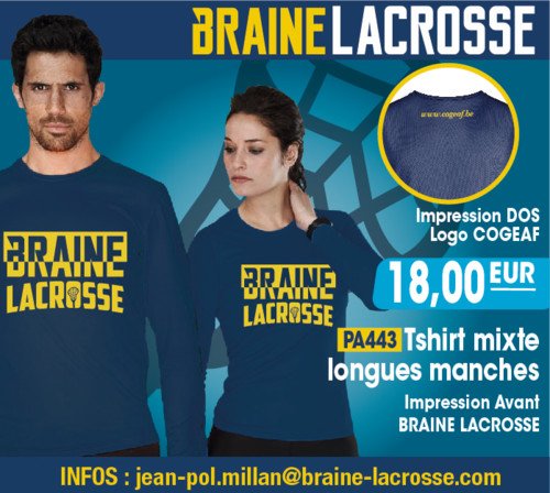 Braine Lacrosse merchandising t-shirt mixte longues manches dryfit 2016 | © Braine Lacrosse Club ASBL Braine Lacrosse merchandising t-shirt mixte longues manches dryfit 2016 | © Braine Lacrosse Club ASBL