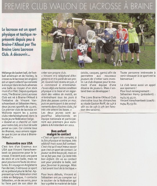 Photo d'article de Braine Lions dans l'Echo du Hain | © l'Echo du Hain