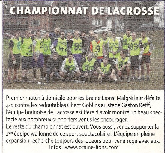 Photo d'article de Braine Lions dans l'Echo du Hain | © L'Echo du Hain