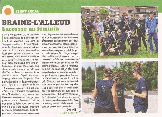 Photo d'article de Braine Bengals dans Proximag Waterloo-Braine-l'Alleud | © Proximag Waterloo-Braine-l'Alleud