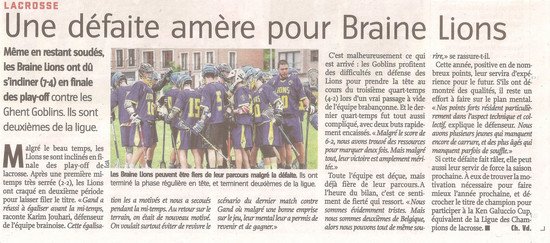 Photo d'article de Braine Lions dans L'Avenir Edition Brabant Wallon | © L'Avenir Edition Brabant Wallon