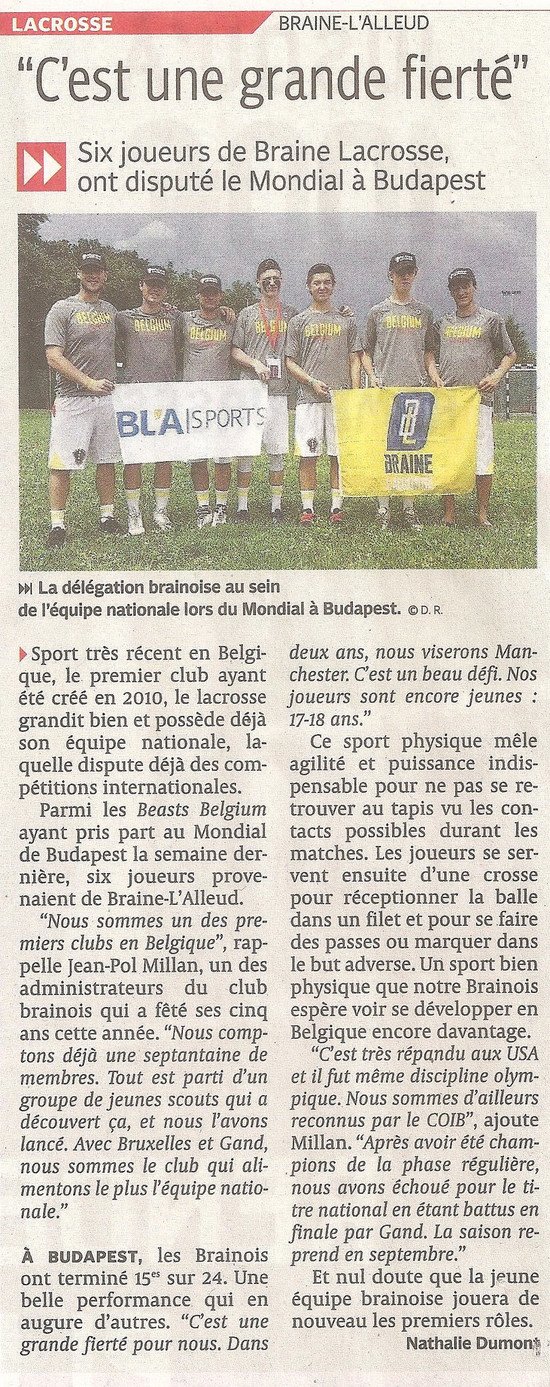 Photo d'article de Braine Lions dans La DH Les Sports Edition Brabant Wallon | © La DH Les Sports Edition Brabant Wallon